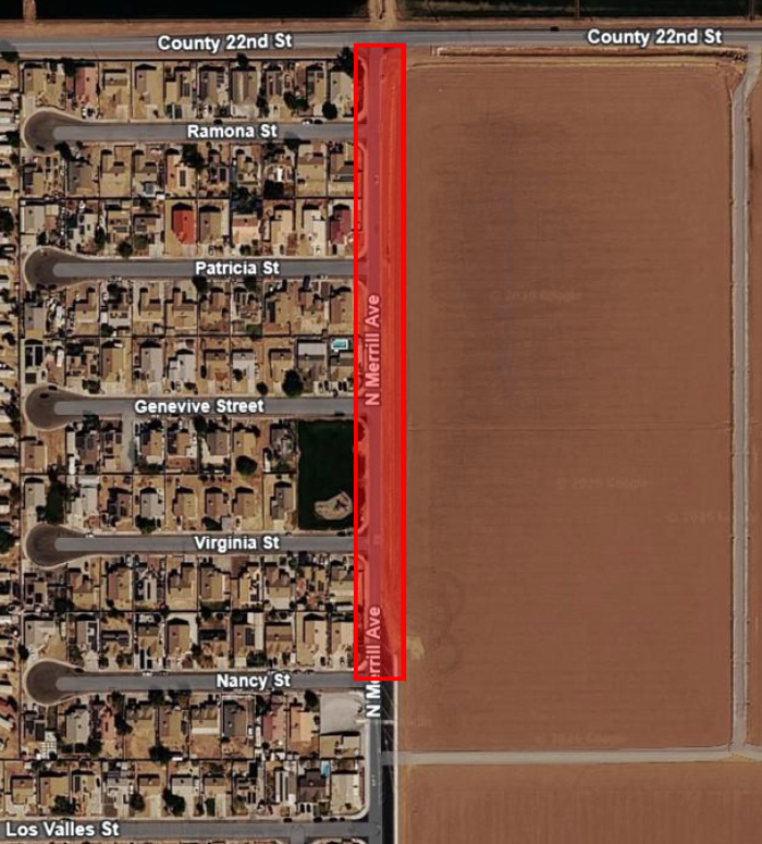 map view of Merill Ave. Restriction